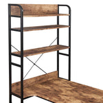 Home Office computer desk,Metal frame and MDF board,5 tier open bookshelf