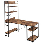 Home Office computer desk,Metal frame and MDF board,5 tier open bookshelf