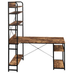 Home Office computer desk,Metal frame and MDF board,5 tier open bookshelf