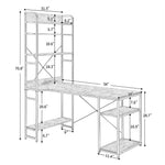 Home Office computer desk,Metal frame and MDF board,5 tier open bookshelf
