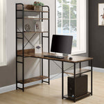Home Office computer desk,Metal frame and MDF board,5 tier open bookshelf