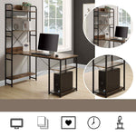 Home Office computer desk,Metal frame and MDF board,5 tier open bookshelf