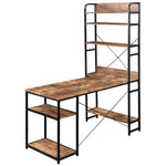 Home Office computer desk,Metal frame and MDF board,5 tier open bookshelf