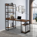 Home Office computer desk,Metal frame and MDF board,5 tier open bookshelf
