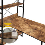 Home Office computer desk,Metal frame and MDF board,5 tier open bookshelf