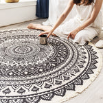 Cotton Area Rug for Living Room | Hand Woven Round Rugs