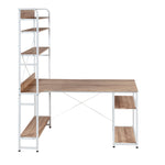 Home Office computer desk,Metal frame and MDF board,5 tier open bookshelf