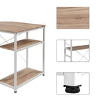 Home Office computer desk,Metal frame and MDF board,5 tier open bookshelf