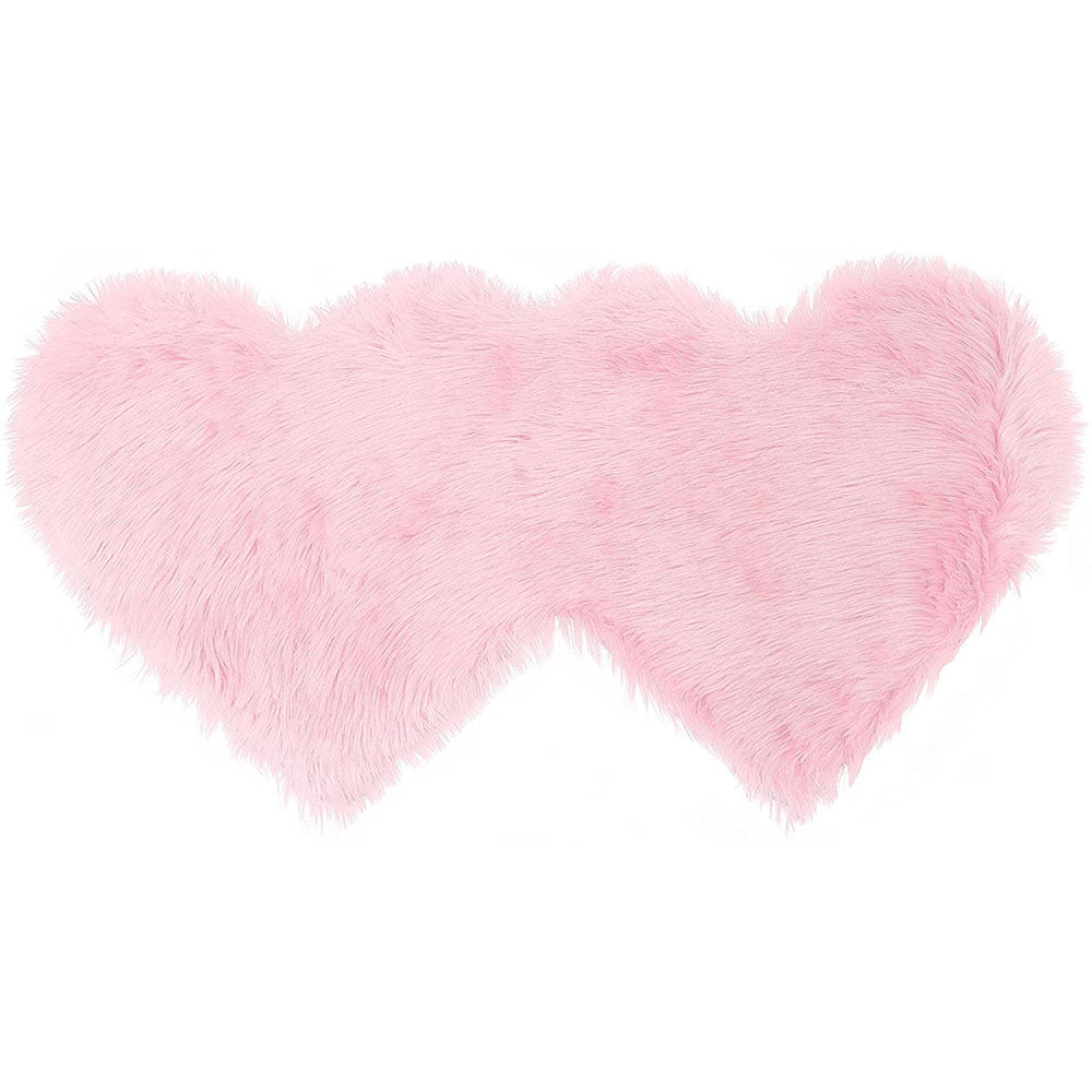 Double Heart Shaped Faux Sheepskin Fur  Area Rug