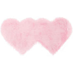 Double Heart Shaped Faux Sheepskin Fur  Area Rug