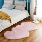 Double Heart Shaped Faux Sheepskin Fur  Area Rug