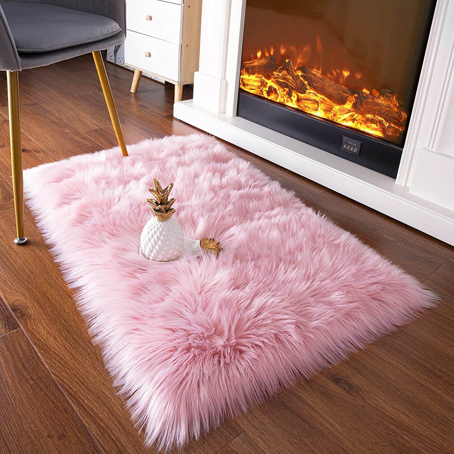 Small Fur Rug Rectangle Faux Fur Sheepskin Rectangle Area Rug | shag carpet | shag rug | plush ...