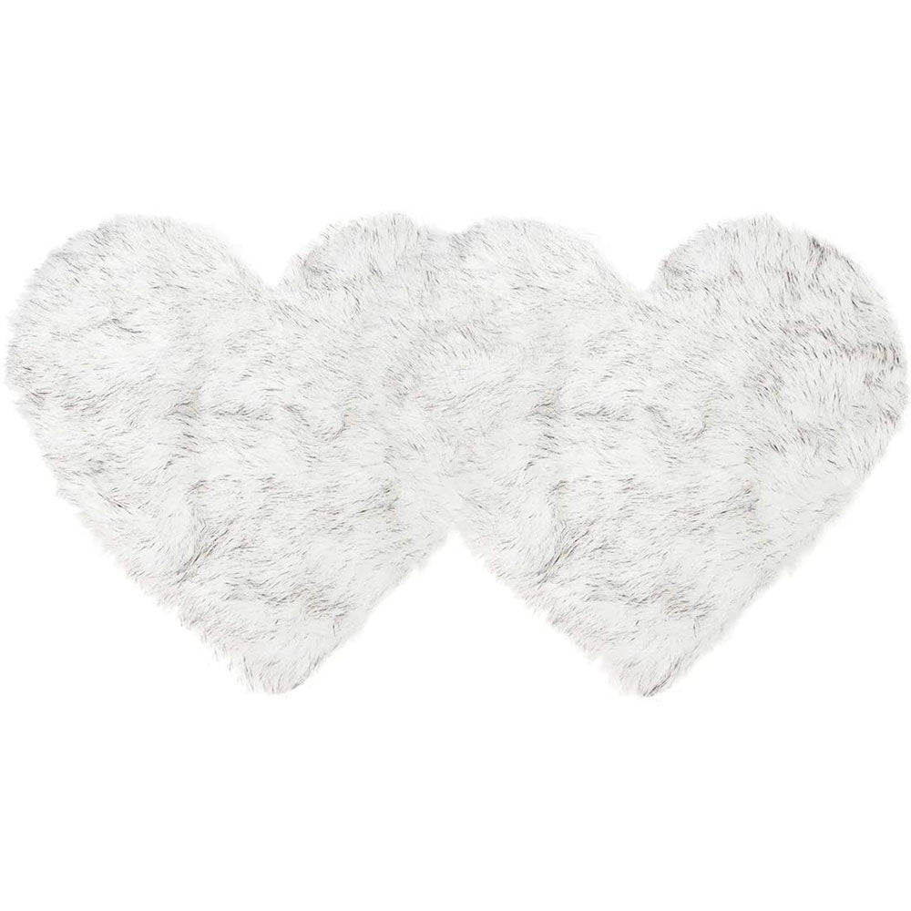 Double Heart Shaped Faux Sheepskin Fur  Area Rug
